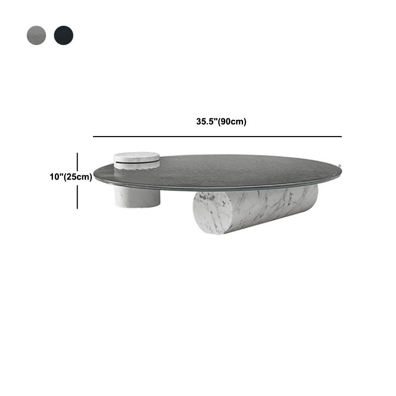 1 Single Modern Glass/marble Coffee Table Round Cocktail Table