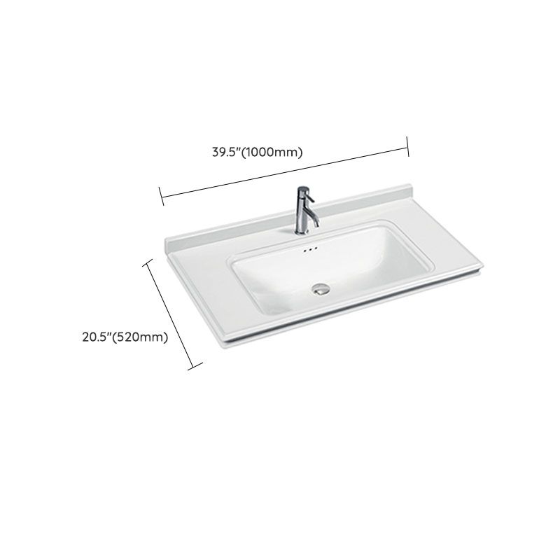 Modern Drop-in Bathroom Sink Porcelain Left Basin Bathroom Sink(Not Included Faucet)
