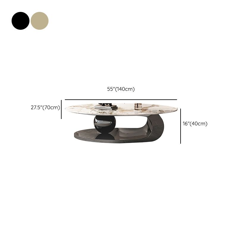 27" Wide Glam Cocktail Table Slate Oval Coffee Cocktail Table