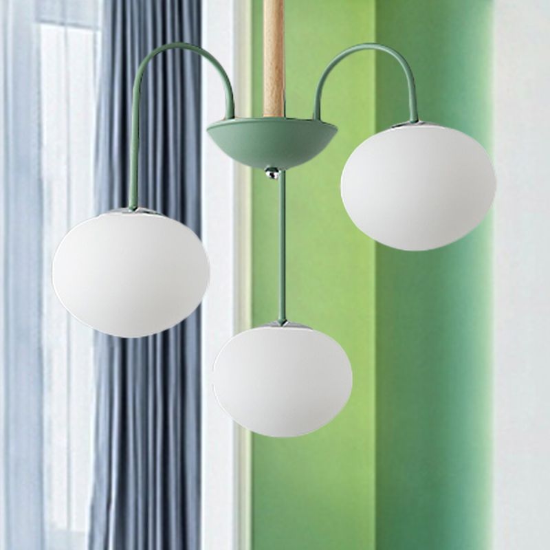 Kuppel weißer Glas Kronleuchter Beleuchtung zeitgenössischer Stil 3/5 Lichter grau/grüne Suspension Licht