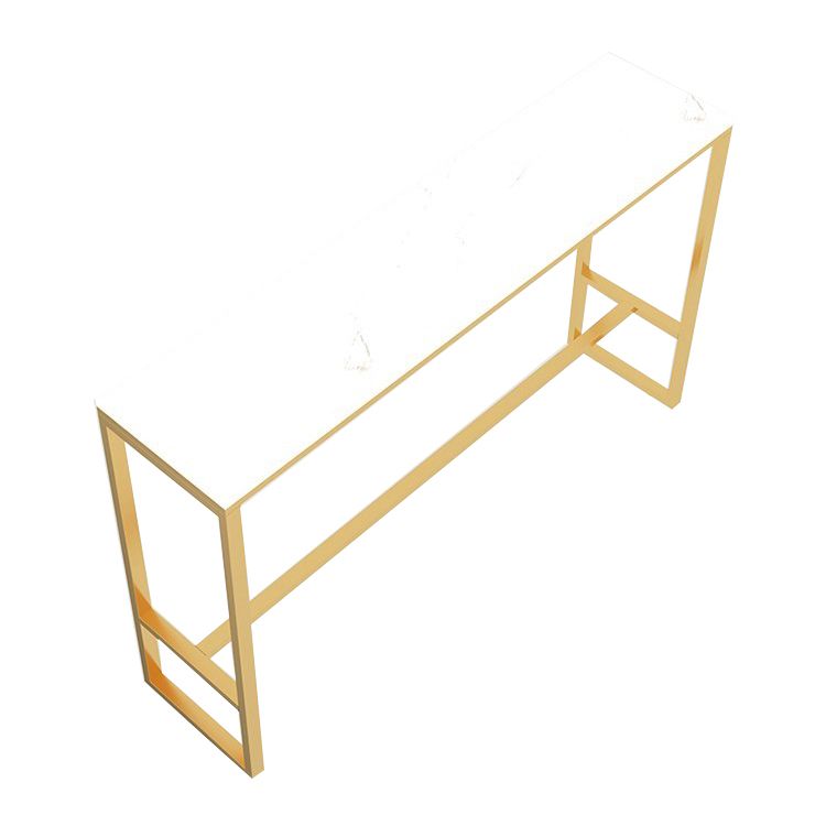 Table à manger en marbre et bar en bois avec table rectangle Table à chevalets en haut - 41,3 "H