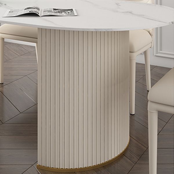 Oval Stone Top Dining Table Traditional Luxury Dining Table for Kitchen