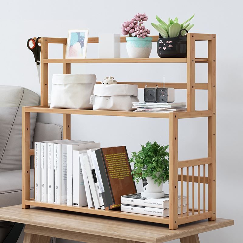 Bamboo Shelf Bookcase Natural Open Back Bookcase for Study Room