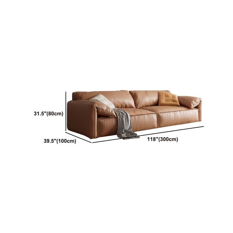 Modern Sewn Pillow Back Sofa 31.49" H Faux Leather Pillow Top Arm Sofa