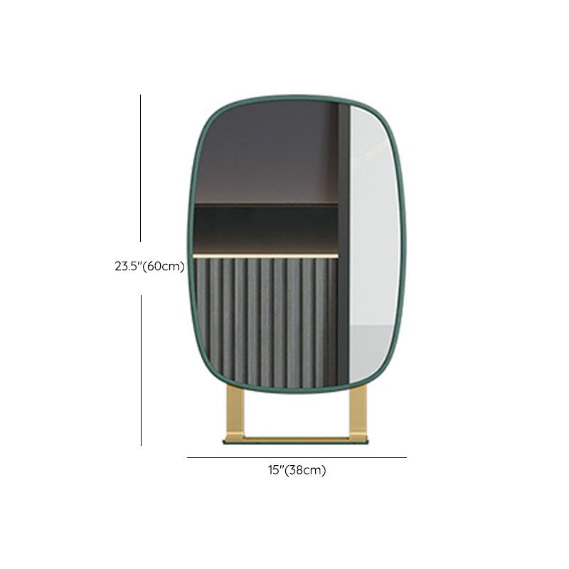 Green Make-up Vanity with 2 Storage Drawers 20.47" Wide Faux Leather Dresser