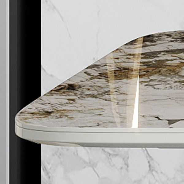 Glam Kitchen Eettafel van gesinterde steen Grijze rechthoekige eettafel met voetstuk