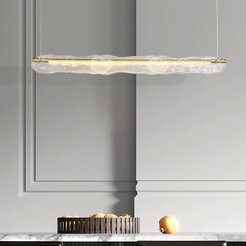 1-leichte Inselbeleuchtung minimaler Stil Linearer Formglasanhänger Beleuchtung