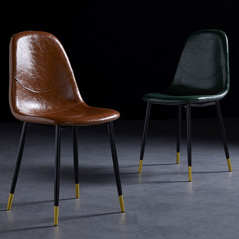 Nordic Style Dining Chairs Armless Side Chairs for Kitchen with Metal Legs