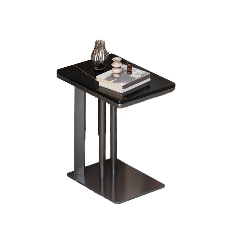Contemporary Metal C Side Table Slate Top Rectangular Side Table