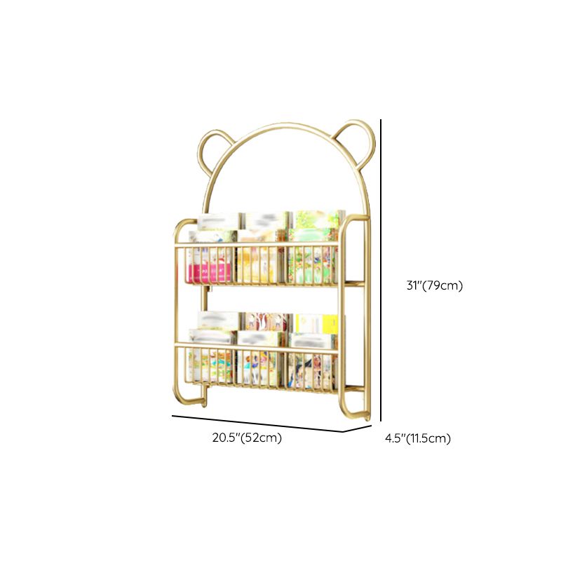 Wall Mounted Standard Bookshelf Metal Shelves Included Bookcase in Gold
