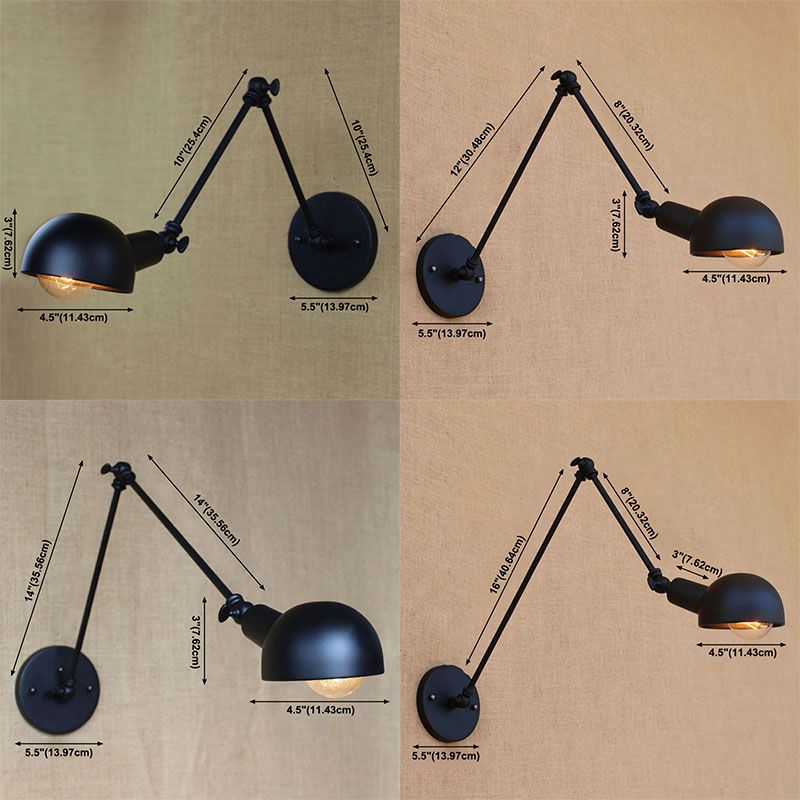 Industrial Style Metal Wall Light Long Arm Black Wall Sconce for Living Room