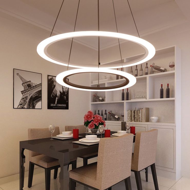 Modern Round Chandelier Light Fixtures Acrylic Hanging Light Kit for Restaurant