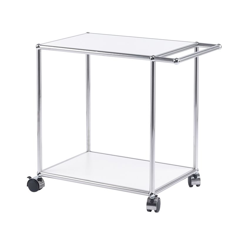 Contemporary Simple Rectangular End Table with Casters 1-Shelf 23.2" Tall Side Table