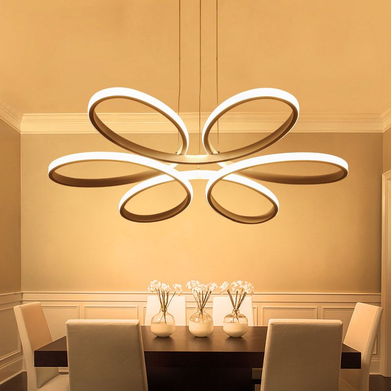 Luce a ciondolo lineare a LED bianco in stile moderno in stile creativo lampada sospesa con ombra acrilica