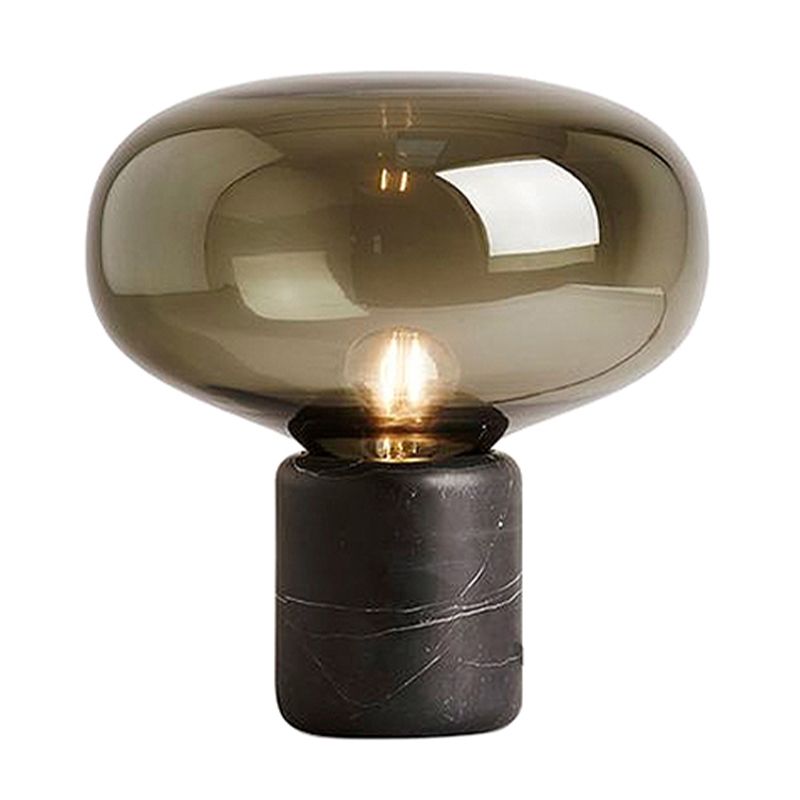Urne Task Lamp zeitgenössische Glas 1 Glühbirne 8 "/13" breites schwarzes Tischlicht mit Marmorbasis