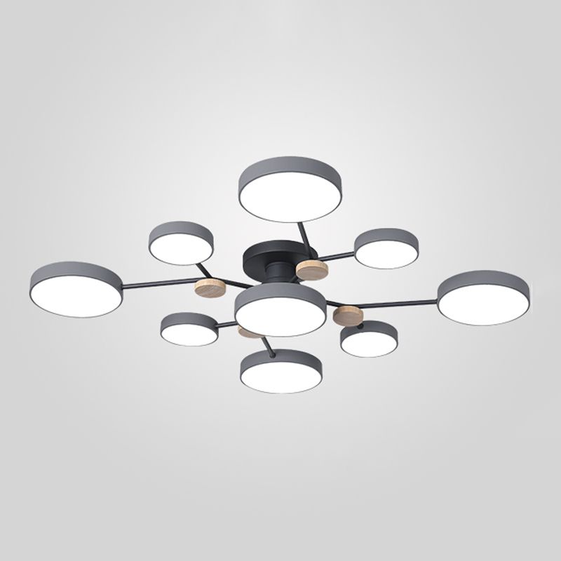 Multi Light Circle Ceiling Lamp Modern Macaron Style Metal Ceiling Lighting for Bedroom