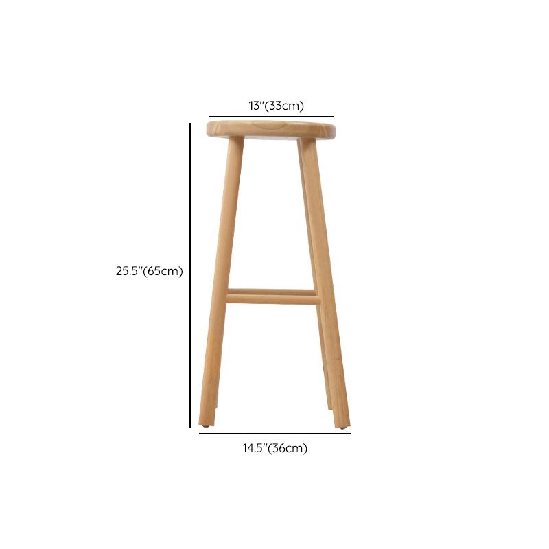 Industrial Solid Wood Counter Stool Round Backless Bar Stool with Footrest