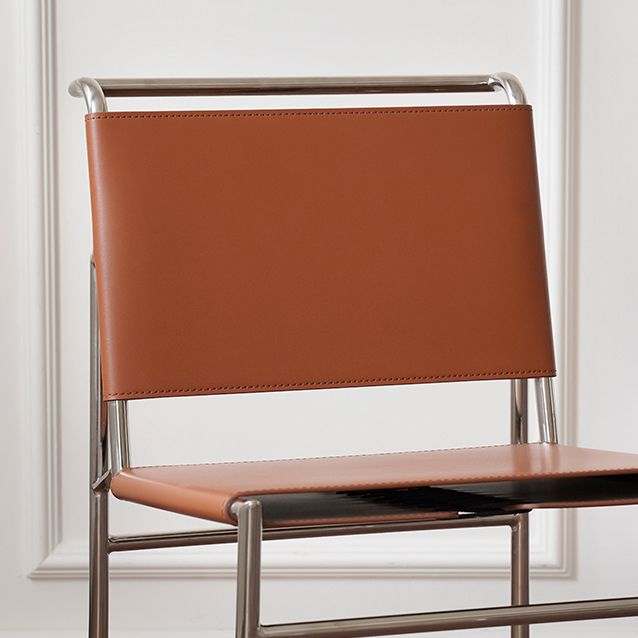 Modern Style Side Chair Faux Leather Open Back Dining Chair for Home