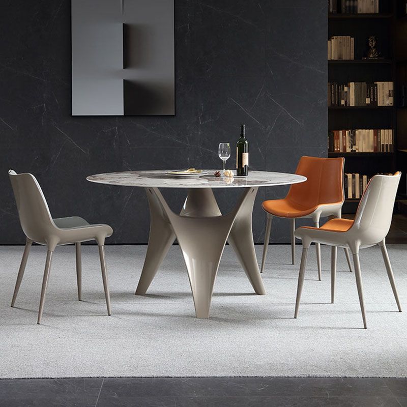 Silla de comedor de metal contemporáneo, sillas de comedor de cuero para uso doméstico