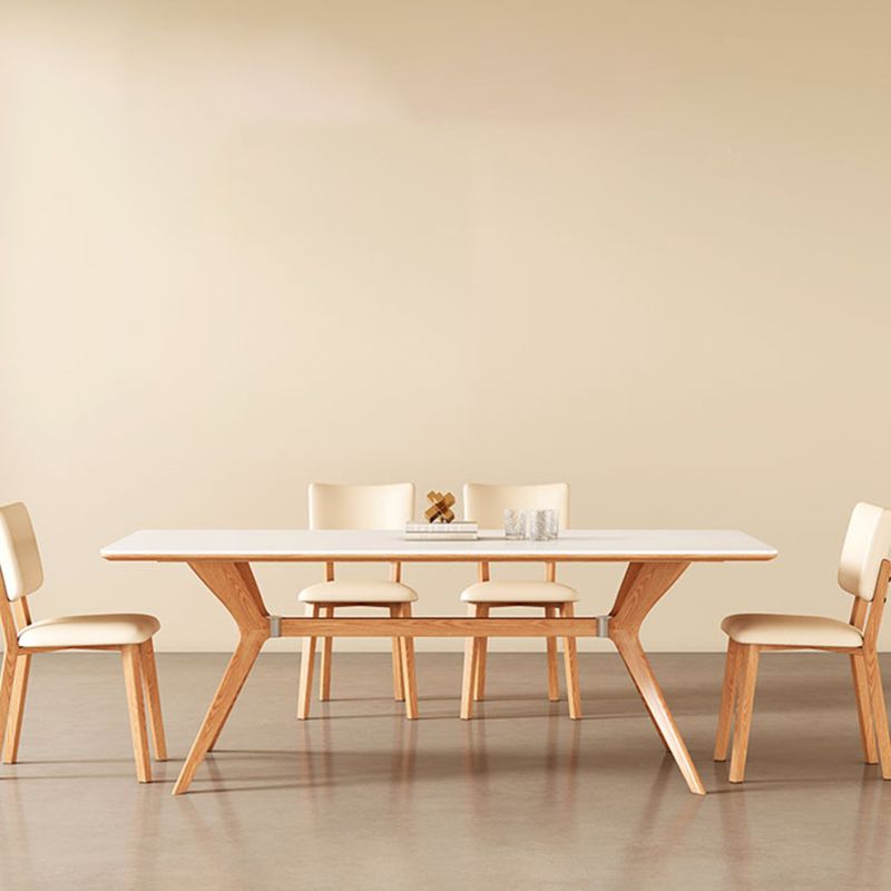 Industrial Dinner Table Rectangle Stone Dining Site Table in White