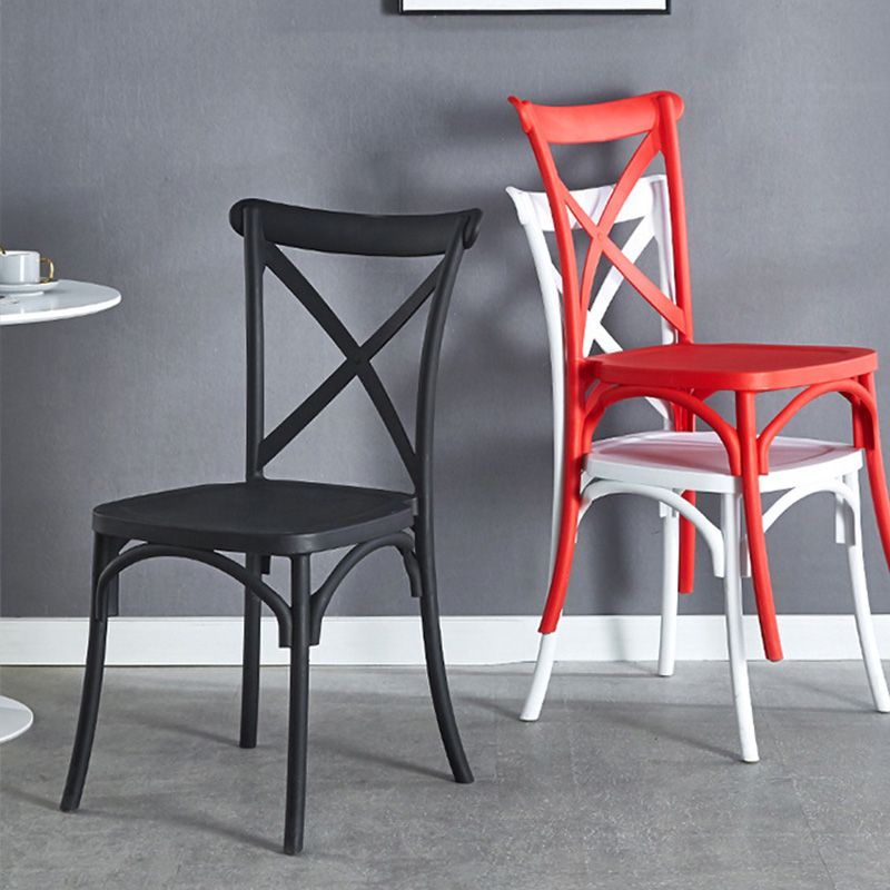 Cross Back Side Chair Contemporary Plastic Kitchen Dining Side Chair