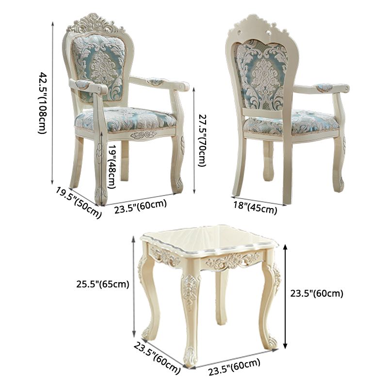 European Style Birch Leather Arm Chair Light Color Solid Back Dining Chair with White Legs