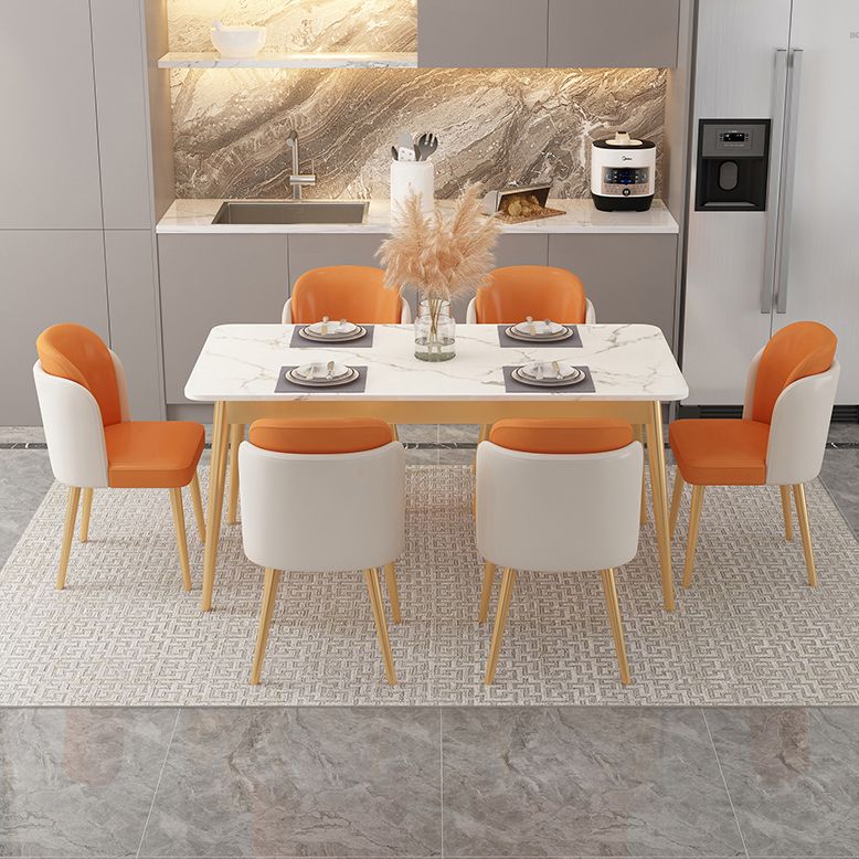 Glam Sintered Stone Dining Room Set Standard Height with Black Legs Dining Furniture for Home Use