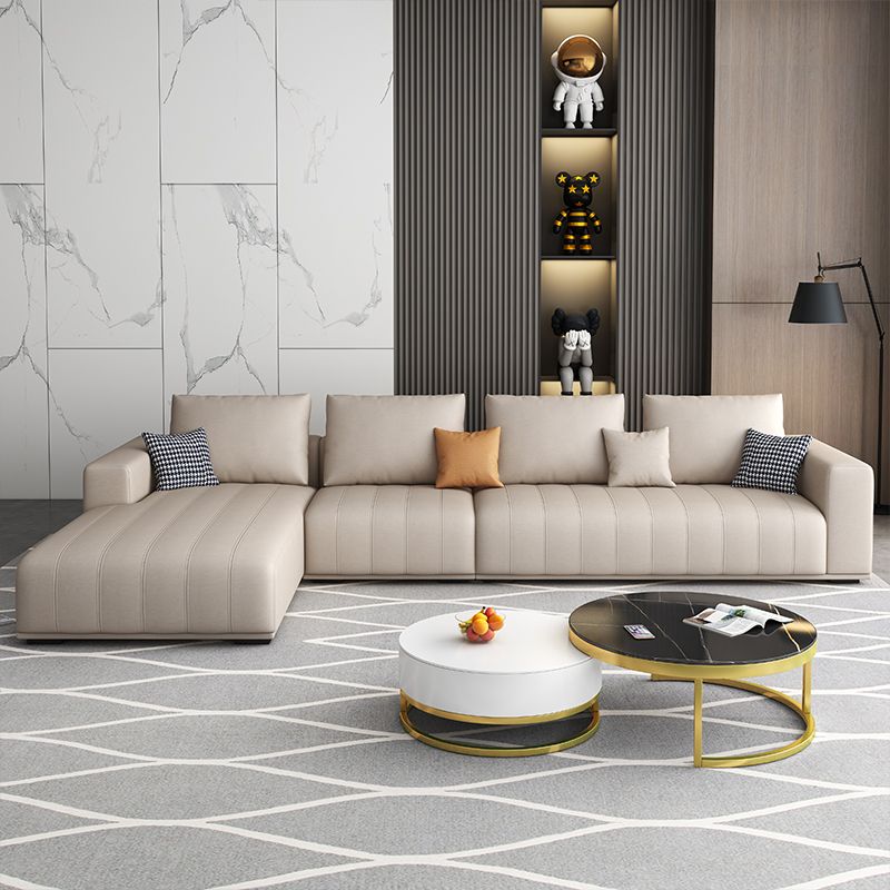 Divano a cuscini moderni di transizione da 31,5 "divano a braccio quadrato alto, beige