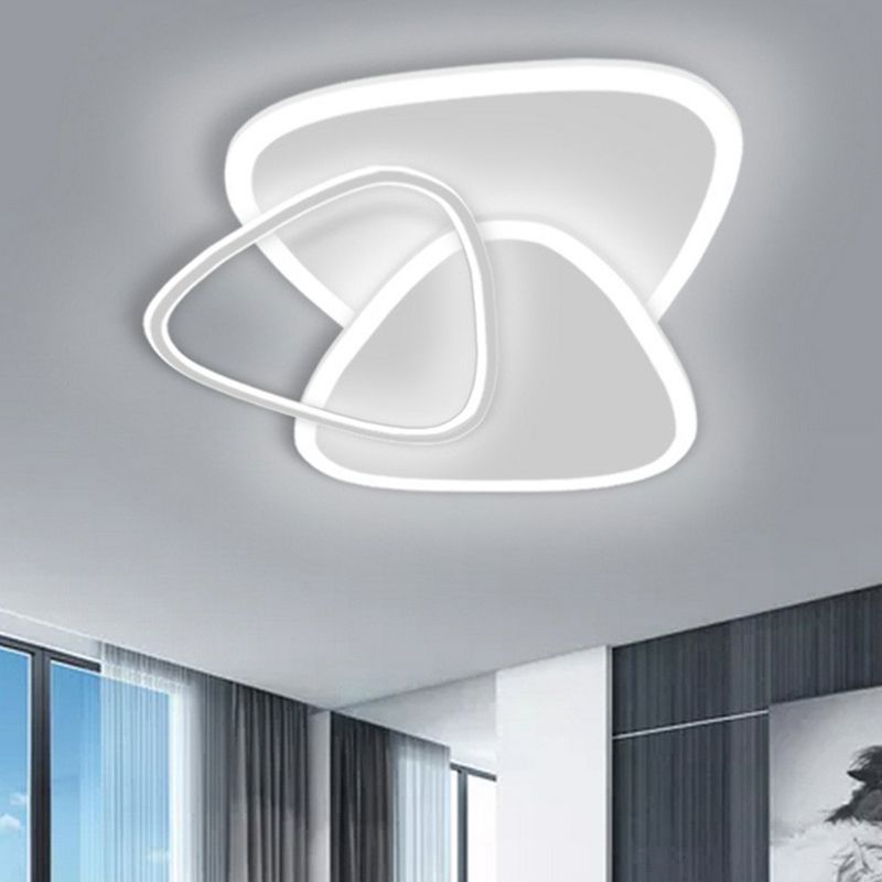 Triangular Flush Light Modern Style Bedroom LED Flush Ceiling Light Fixture in White