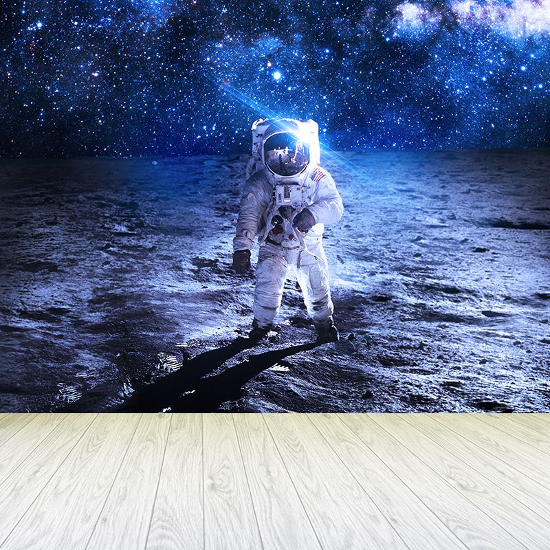 Photography Style Planet Wall Mural for Living Room, Blue, Custom Size Available