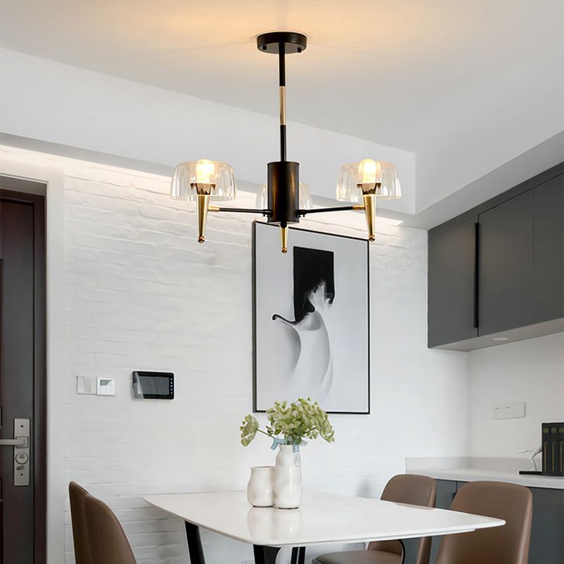 Sputnik Clear Glass Suspension Pendellicht Leicht Einfacher Stil 3/5/6 Lichter Wohnzimmer Kronleuchter Licht in Gold