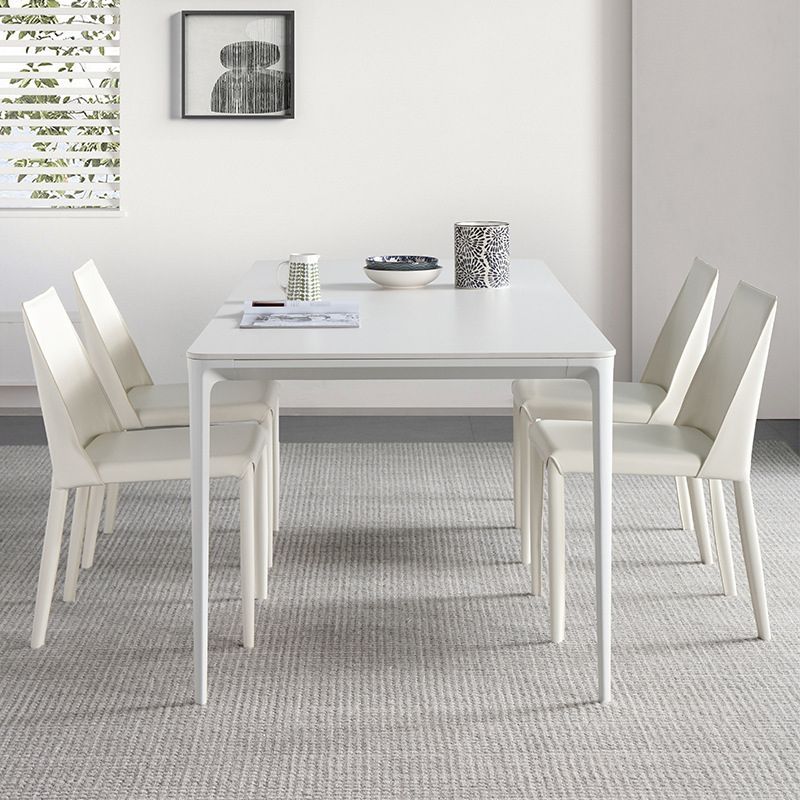 Modern Style 1/2/4/5/6/7 Pieces Dining Chairs Set Rectangle Stone Furniture in White