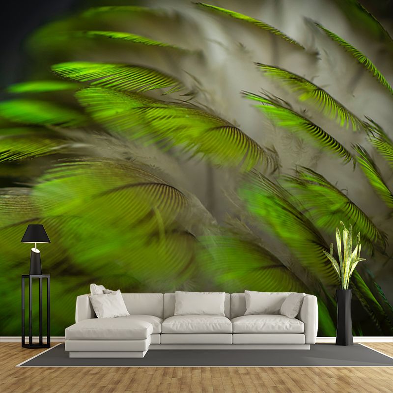 Photography Stain Resistant Mural Wallpaper Soft Feathers Sleeping Room Wall Mural