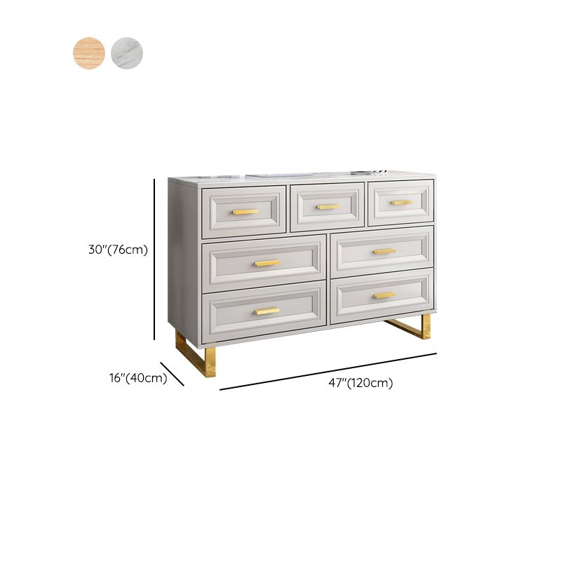Contemporary Glam Double Dresser Wood Horizontal Storage Chest Dresser for Bedroom