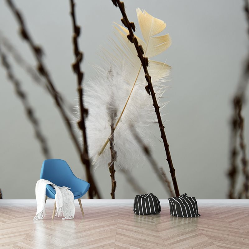 Feather Mural Wallpaper for Living Room Decor, Water Resistant, Made to Measure