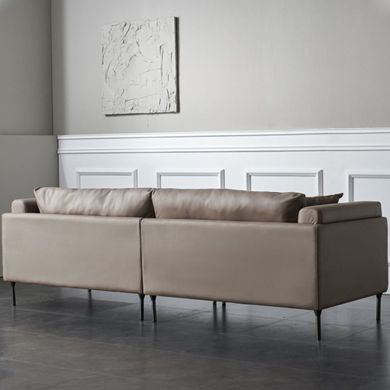 Modern Square Arms Sofa Wooden Pillows Back Settee for Living Room