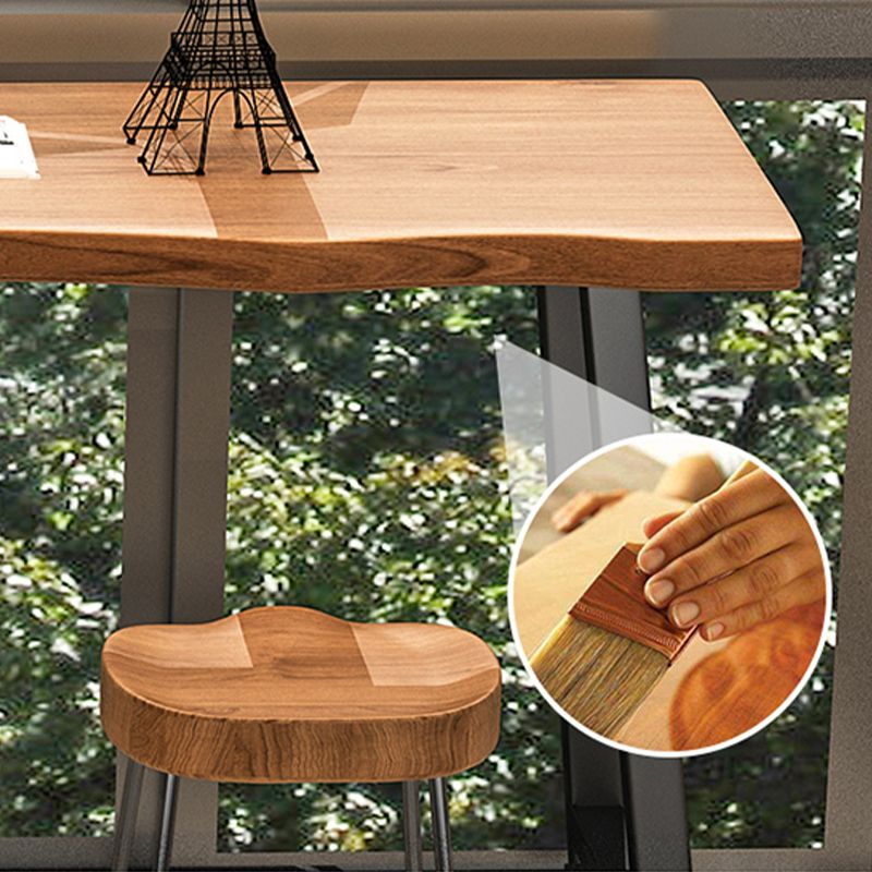 Trestle Base Solid Wood Rectangle Bar Table for Kitchen Dining Room