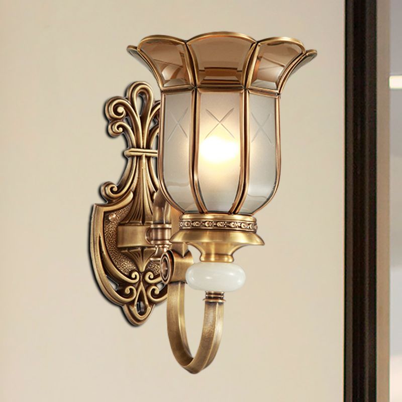 Flower Metal Wall Sconce Ottone tradizionale Ottone 1/2-Bulb Il soggiorno illuminazione da parete