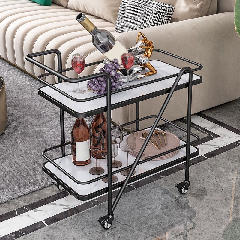 Contemporary Rolling Rectangular Prep Table Metal Prep Table for Home Use