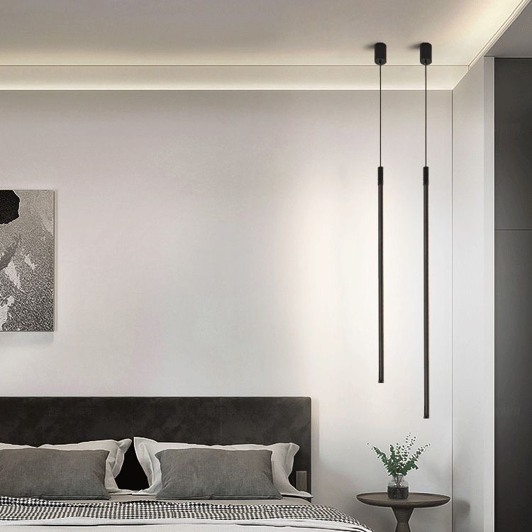 Moderner Stil Linearer Schatten hängend leichter Metall 1-Licht-Hanglampe für Wohnzimmer