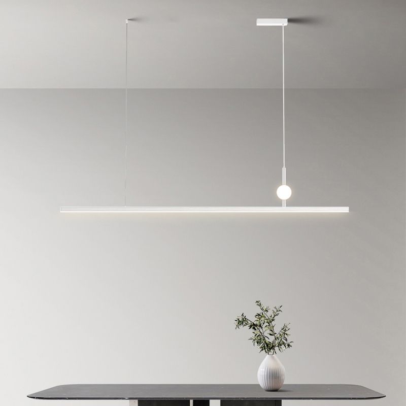White LED Island Light Modern Island Hanging Light with Acrylic Shade for Living Room