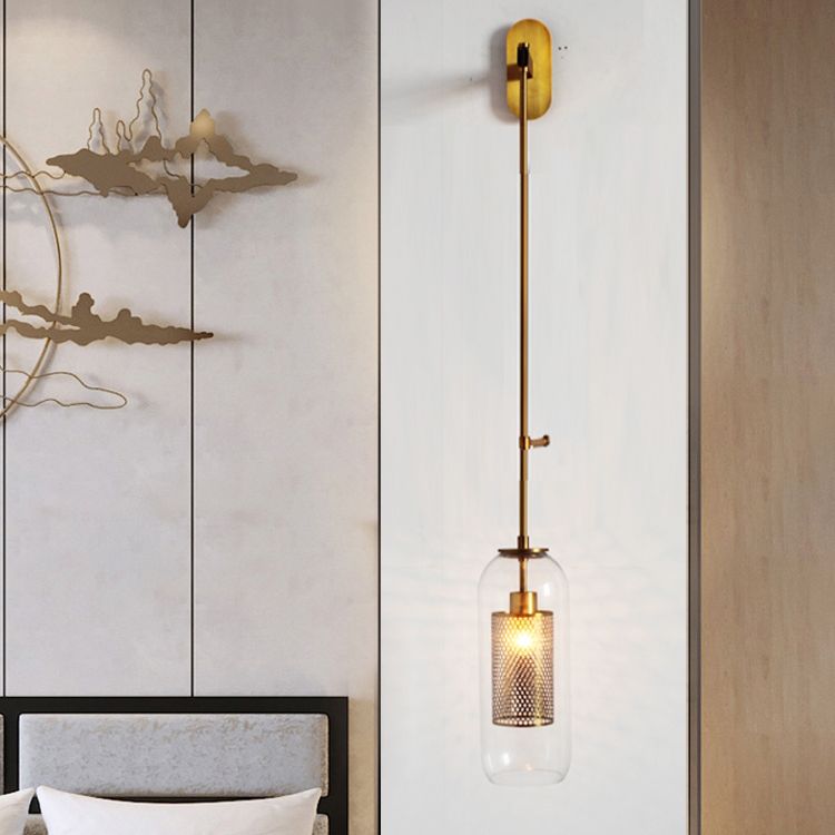 Cylindrical Flush Mount Wall Sconce Modern 1-Light Wall Sconce Lights with Clear Glass Shade