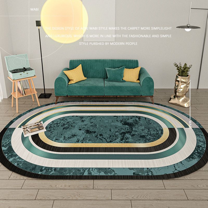Stylish Color-Blocked Area Carpet Polyester Area Rug Stain Resistant Area Rug for Living Room