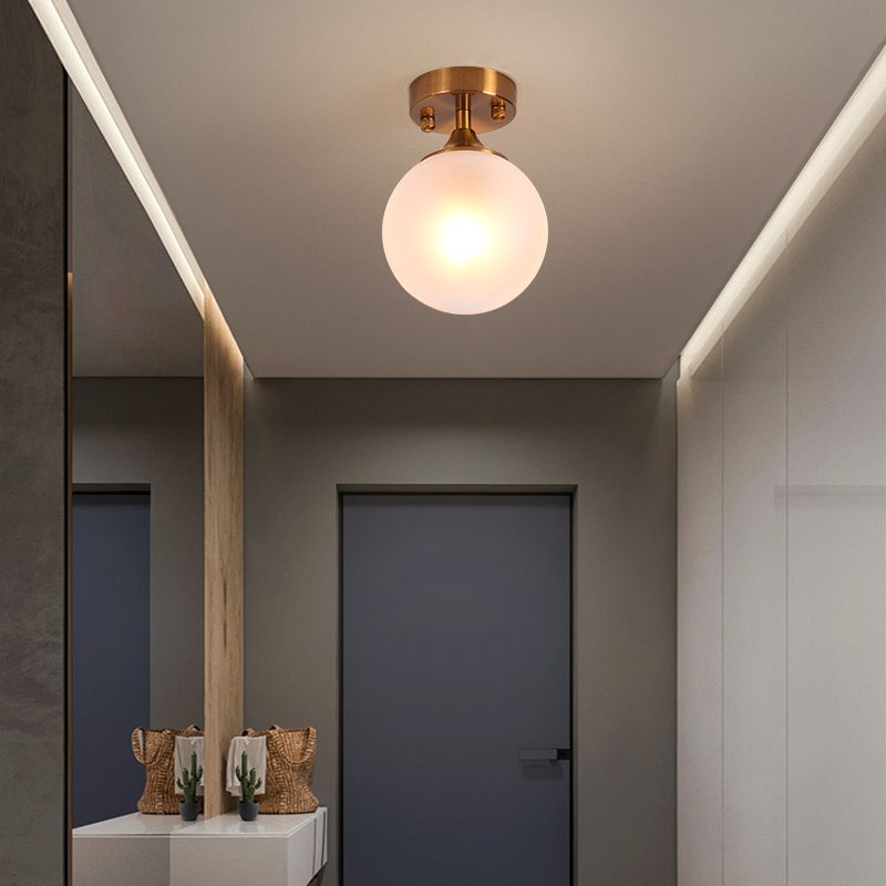Glass Ball Shape Flush Mount Light Modern 1-Light Flush Mount Ceiling Fixture