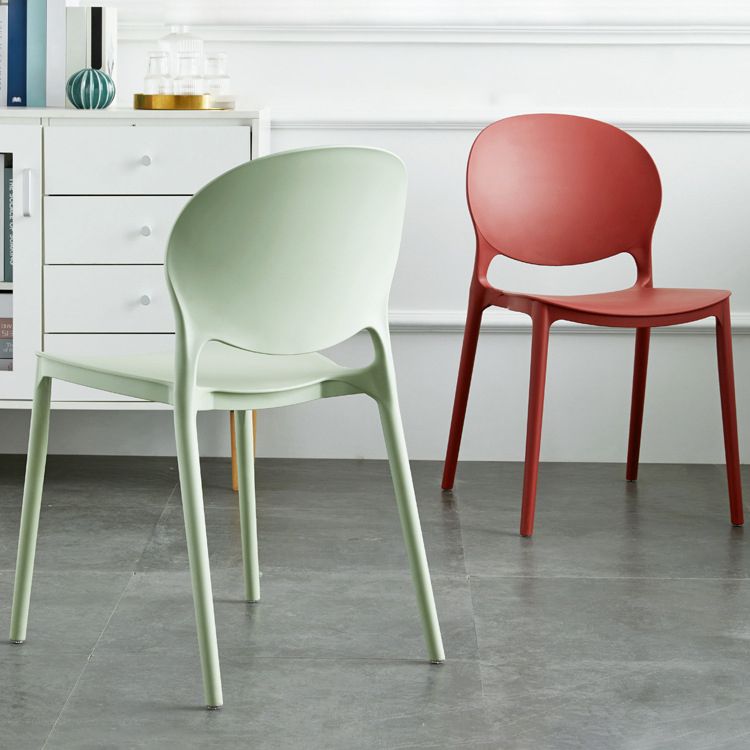 European Glam Style Plastic Chair Kitchen Dining Room Open Back Side Chairs