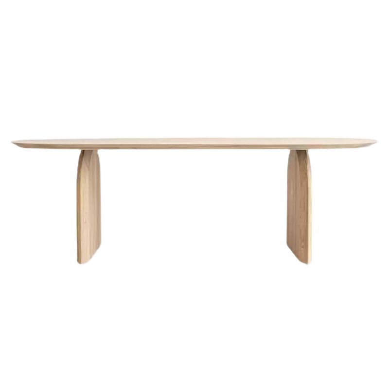 Mesa de comedor de madera maciza estilo simplicidad para el hogar con pedestal doble