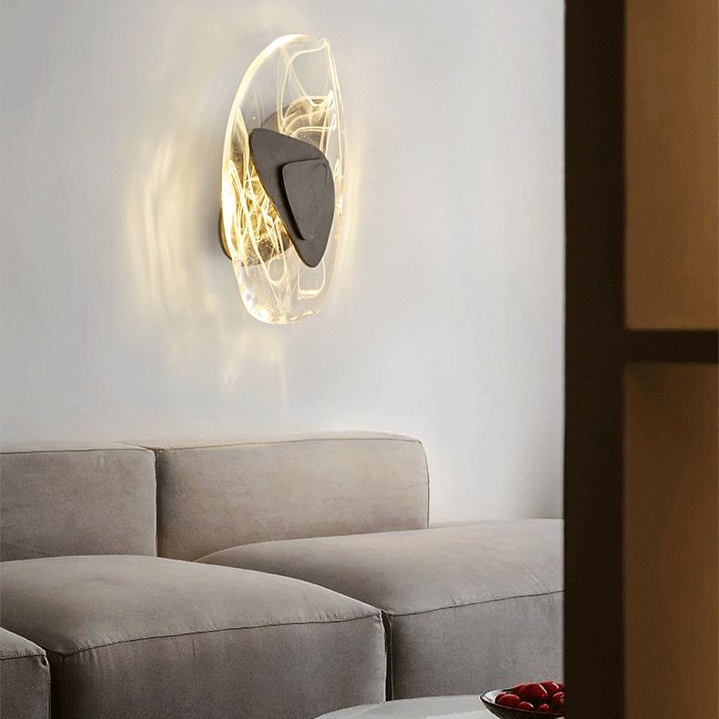 Ovale Crystal Glass Wall Sconce Postmodern LED Wall Murd Murned pour le salon
