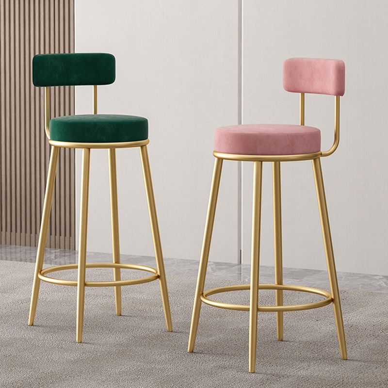 Glam Style Bar-stool Round Seat with Low Back Iron Legs for Kitchen Bar
