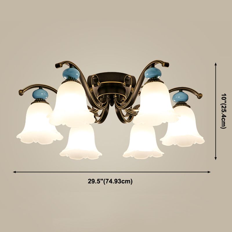 Modern Flush Mount Light Simple Ceiling Lamp with Glass Shade for Living Room