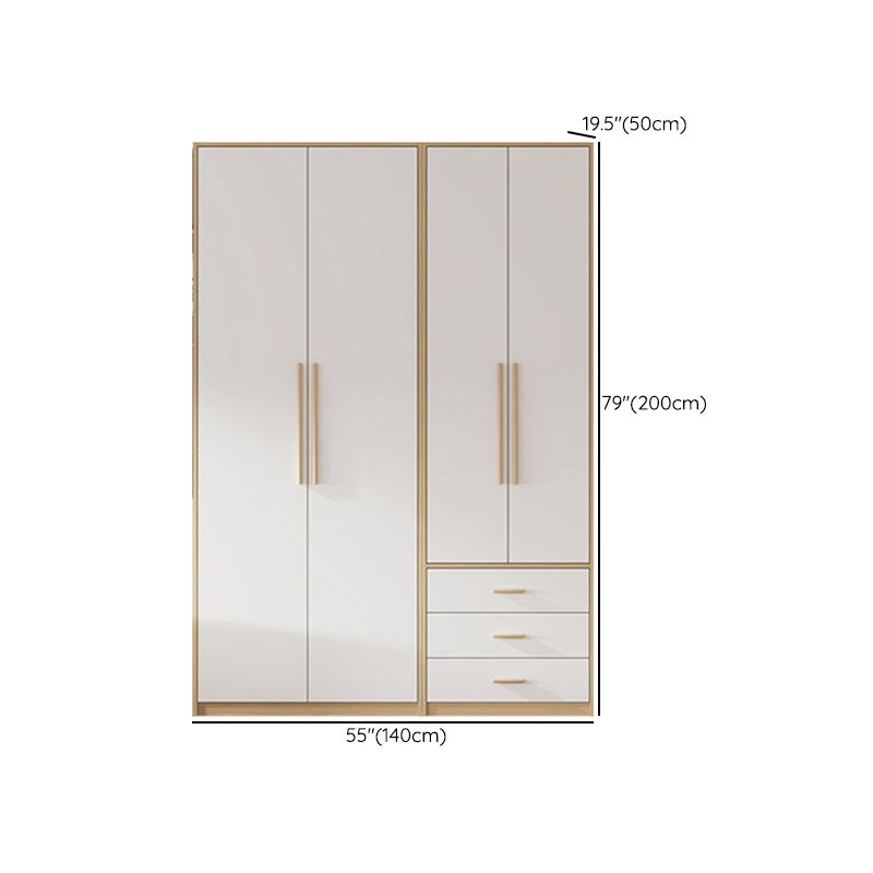 Contemporary Freestanding Wardrobe Engineered Wood White Wardrobe